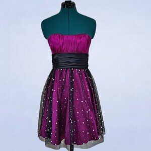 Blondie Nites by Linda Bernell Fuchsia‎ Short Party Dress with Mirror Sequins